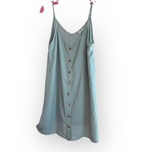 Soprano‎ Womens Dress Casual Mini Button Front V Neck Sleeveless Green Size L